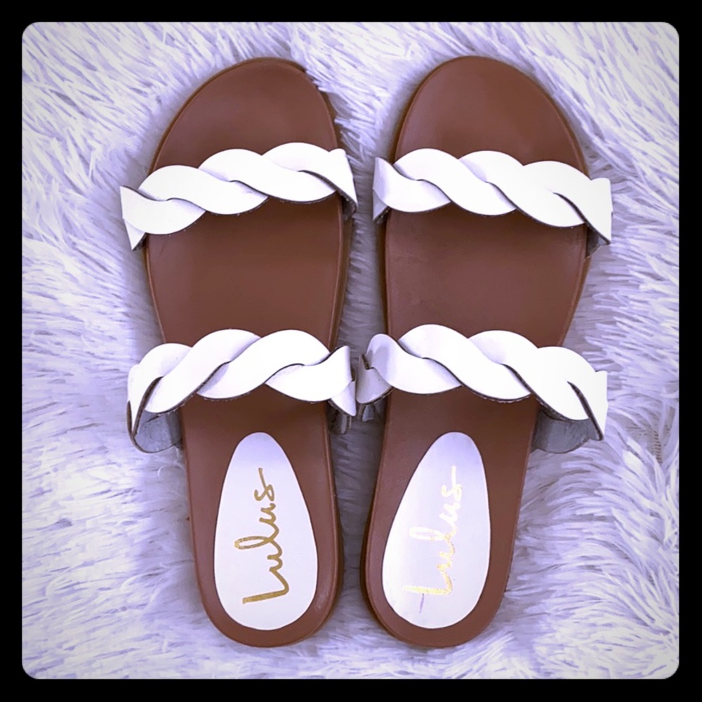 Lulu’s White Braided Sandals